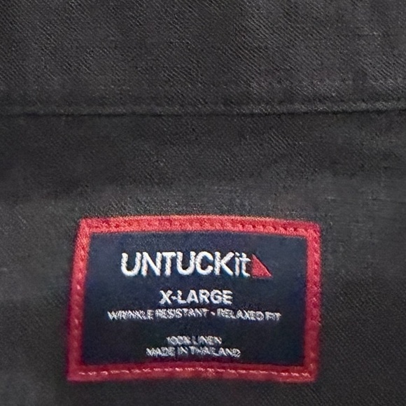 UNTUCKIT Cameron Short Sleeve Linen Shirt Black Size XL - Picture 7 of 7